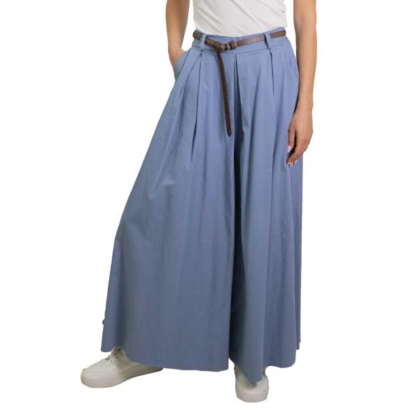 Pantagonna tinta unita leggero con cintura in cotone Elisa